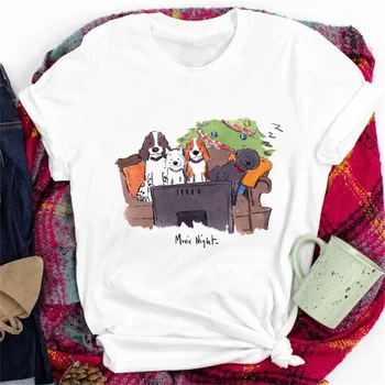 Женская футболка с рождественским рисунком из мультфильма, Забавная универсальная футболка 90-х с Рождеством, женская футболка с рисунком милой собаки