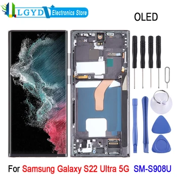 OLED ЖК-экран с Рамкой Для Samsung Galaxy S22 Ultra 5G SM-S908U US Edition ЖК-Дисплей Дигитайзер Полная Сборка Запасная Часть