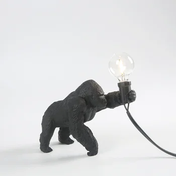 Креативные поделки Настольная лампа Gorilla Декоративная лампа King Kong Gorilla Animal Настольная лампа для декора помещений Маленькие ночные светильники из смолы