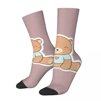 Счастливые мужские носки Ted Pink винтажный плюшевый мишка в уличном стиле, бесшовные носки для экипажа, подарочный рисунок с принтом