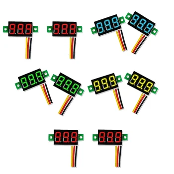 Мини-дисплей вольтметра постоянного тока, 3-проводной тестер напряжения постоянного тока 0-100 В, 10шт 0,28-дюймовая светодиодная панель, 4 комбинированных цвета