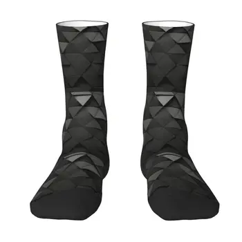 Крутые мужские темные носки с треугольниками в стиле Хай Тек, унисекс, теплые Дышащие носки с 3D-принтом, абстрактные геометрические носки для экипажа