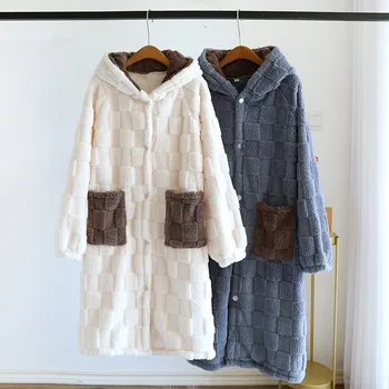 Пижамы из кораллового бархата в стиле пары, милые зимние фланелевые утолщенные плюшевые женские пижамы, домашняя одежда