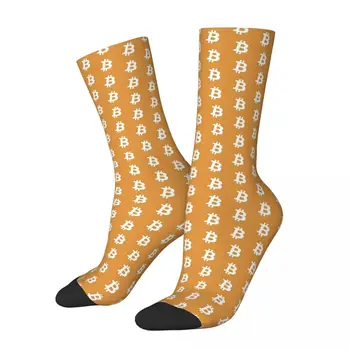 Носки с виртуальной валютой BTC Bitcoin Спортивные Носки С 3D Принтом Для Мальчиков И Девочек До середины икры