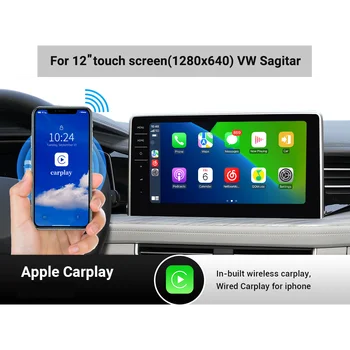 Hualingan VW Sagitar Apple CarPlay wireless Android Auto car play 12 ”обновление сенсорного экрана 1560 * 700 полноэкранное зеркало Android 12