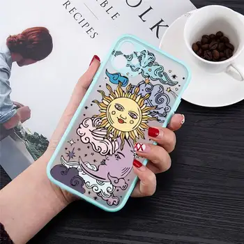 Забавный чехол для телефона с изображением солнца и Луны для iPhone13 12 Mini 11 Pro XS Max X XR 7 8 Plus с полупрозрачной матовой крышкой