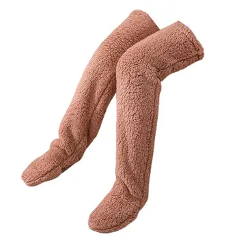 Термоноски для женщин, термоноски без ножек, уютные носки выше колена, комбинированные тапочки для женщин, утолщенная защита ног