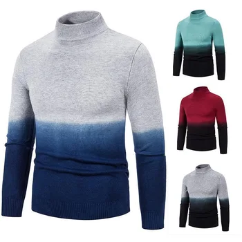 Осень/Зима 2023, новый мужской свитер, пуловер в британском стиле, приталенный, круглый вырез, цветная вставка