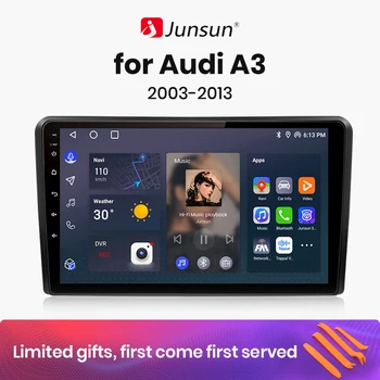 Junsun V1 AI Voice Wireless CarPlay Android Авторадио для Audi A3 2 8P 2003-2013 4G Автомобильный Мультимедийный GPS 2din автомагнитола