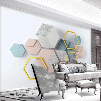 Обои на заказ, 3d современная минималистичная геометрическая мраморная мозаика, обои для телевизора, обои для гостиной, спальни
