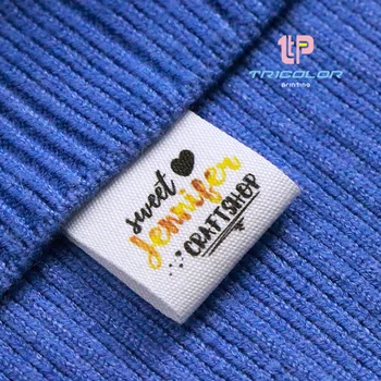 Ручная работа Ruban Couture Этикетка одежды на заказ из органического хлопка Этикетка с логотипом или текстом Этикетка для шитья Etiquetas Personalizada