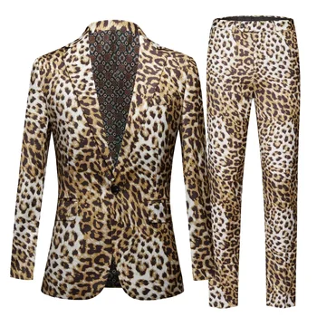 2023 Новый Мужской Костюм с Леопардовым Принтом в Корейском стиле Slim Fit Single Suit Повседневное Пальто С Цветочным принтом