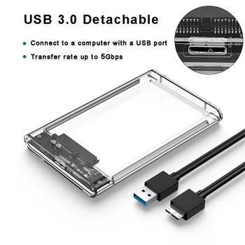 Прозрачный жесткий диск SSD, твердотельный механический 2,5-дюймовый ноутбук, последовательный порт SATA, высокоскоростной мобильный USB 3.0