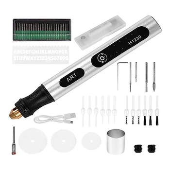 1 комплект электрических ручек для гравировки, USB Перезаряжаемая ручка для гравировки по металлу, керамике, дереву, пластику, ювелирным изделиям, резьбе по стеклянной гальке