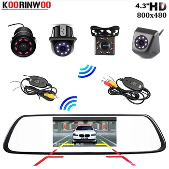 Koorinwoo CCD Night Vison Резервная ИК-камера заднего вида с цветным ЖК-дисплеем 4,3 дюйма, комплект автомобильного видеомонитора для автоматической парковки автомобиля