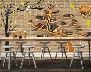 beibehang Пользовательские обои 3D стерео дерево книжный шкаф современное абстрактное искусство настенные фрески гостиная спальня обои из папье-маше