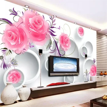 beibehang papel de parede Пользовательские обои 3d фреска роза цветок ротанга круг ТВ фон стены гостиная спальня обои