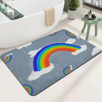 Серия Rainbow Мягкий Диатомовый противоскользящий Водопоглощающий Быстросохнущий Анти-грязный Легко Моющийся Коврик Для двери ванной Комнаты Коврик Для ванны