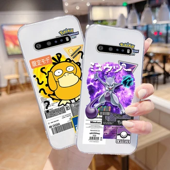 Чехол для Телефона Pokemons Mewtwo Gengar Psyduck Для Google Pixel 7 6 Pro 6A 5A 5 LG K92 K42 K22 K71 K61 K51 K41S G8 Прозрачный