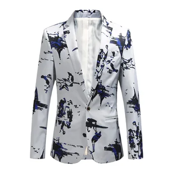 Новый персонализированный модный пиджак с цветочным дизайном, повседневный тонкий и красивый пиджак, большой размер, мужская одежда, блейзер masculino