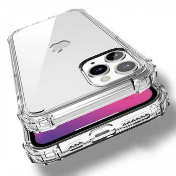 чехол для iphone 13 14 12 mini 11 Pro Max 7 8 Plus X XS SE XR роскошный бампер Задняя крышка прозрачный силиконовый чехол с четырьмя углами gasbag