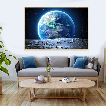 HD Печать Плаката Galaxy Stars Astronaut Planet Hole Space Prins Universe Earth Холст Картина Настенные панно для гостиной