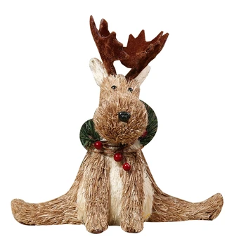 Рождественский орнамент в виде лося, соломенный олень, делающий шпагат, животное для кукольной домашней вечеринки D
