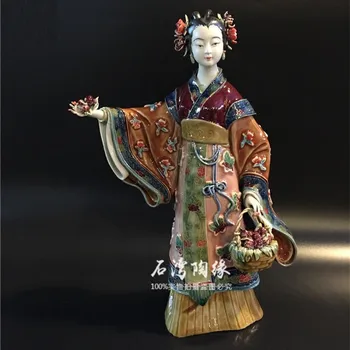 Buatan Tangan Cina Klasik Kuno Indah Patung Wanita Seni Patung Dekorasi Kerajinan Keramik Dekorasi Rumah Hadiah Ulang Tahun