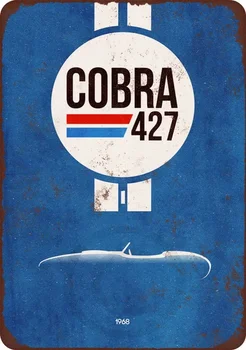 1968 Шелби Кобра 427 Винтажная Репродукция металлического знака 8 x 12