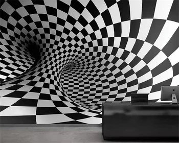 beibehang Индивидуальные черно-белые полосы расширения пространства абстрактная геометрическая волна гостиная спальня фоновые обои