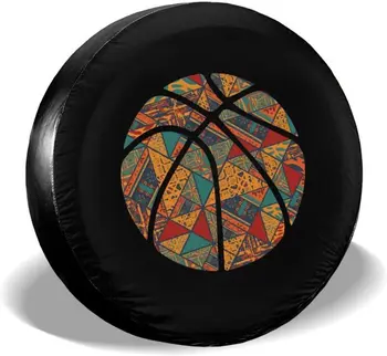 Чехол для запасного колеса с баскетбольным винтажным рисунком, водонепроницаемые пылезащитные протекторы колес, универсальные для прицепов, внедорожников, RV и т.д.