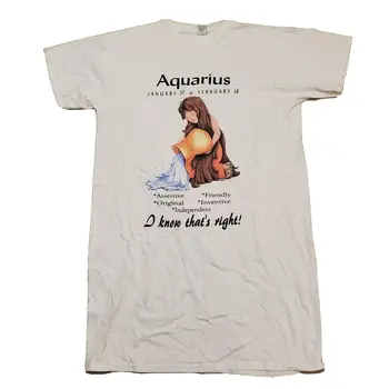Винтажная футболка для сна с астрологическим рисунком Katz Aquarius большого размера с длинными рукавами