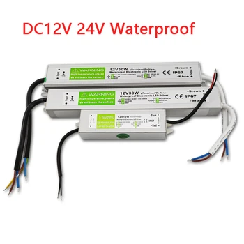Водонепроницаемые осветительные трансформаторы IP67 Источник питания DC 12V 24V Светодиодный драйвер для светодиодной ленты 5050 2835 3528
