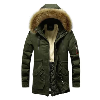 Зимнее молодежное зеленое хлопковое пальто утолщенного покроя, однотонное, с боковым карманом, повседневное пуховое пальто