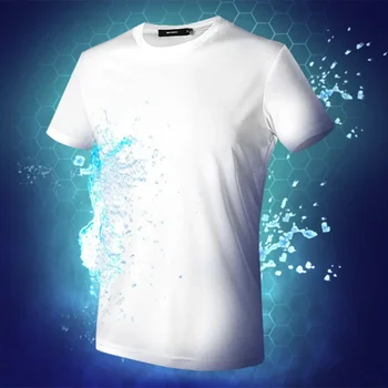 B1638 Креативная гидрофобная, защищающая от загрязнений, водонепроницаемая однотонная мужская футболка, мягкий быстросохнущий топ с коротким рукавом, дышащая одежда