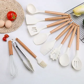 Набор Силиконовых Кухонных Принадлежностей Белый Термостойкий Кухонный Антипригарный Кухонный Инвентарь Для Приготовления Пищи Инструменты Для Выпечки С Ящиком Для Хранения