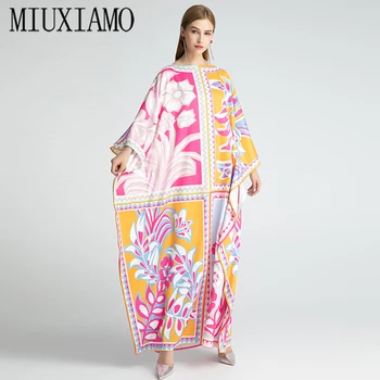 MIUXIMAO 2023, Богемное Платье Размера плюс С круглым вырезом, Рукав 
