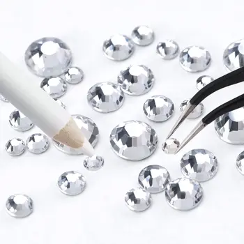 1 Упаковка блестящих хрустальных страз 2 мм-8 мм прозрачных белых драгоценных камней для ногтей, стеклянных камней с плоской обратной стороной для украшения одежды