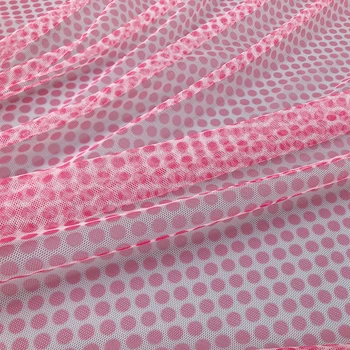 100x145 см Модная розовая сетчатая ткань с мелким точечным принтом Для женских платьев Блузка Ткань для шитья своими руками