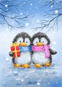JMINE Div 5D Penguin Winter Snow couple Полная Алмазная живопись наборы для вышивки крестом art animal 3D paint by diamonds