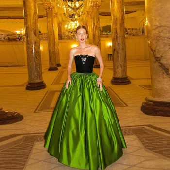 Элегантная зеленая атласная юбка, сшитая на заказ, модные трапециевидные пышные плиссированные драпированные макси-юбки, женские новые шикарные вечерние юбки с эластичной талией
