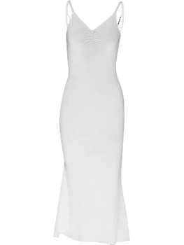 Женское облегающее платье без рукавов, летнее коктейльное платье с металлической цепочкой и рюшами на спине для пляжного ночного клуба