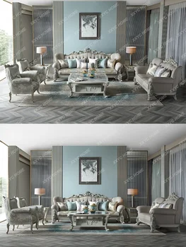 Французский диван из воловьей кожи первого слоя, одноместный двухместный трехместный диван для маленькой квартиры в европейской гостиной HR