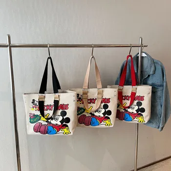 Сумка для покупок из аниме Kawaii Disney с милым мультяшным Микки Маусом на одно плечо Прочная холщовая сумка Подарки для девочек