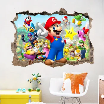 Горячие наклейки на стену в стиле аниме Super Mario Bros, детская комната, детский сад, игрушки-фигурки, Луиджи, Милые водонепроницаемые наклейки, подарки