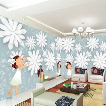beibehang Индивидуальные 3D обои для детской комнаты, обои на фоне прозрачных цветов, декоративная роспись, 3D обои