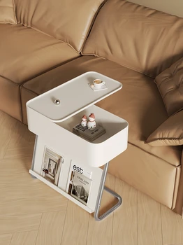 Приставной столик для дивана, тележка, маленький журнальный столик в кремовом стиле, прикроватный съемный боковой шкафчик для хранения вещей