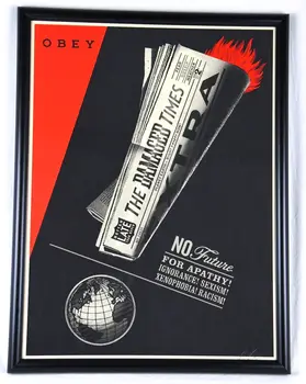 216 Shepard Fairey Поврежденный экран, подписанный и пронумерованный Шелковый плакат, настенное искусство, украшение для дома, подарок