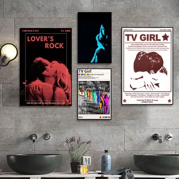 Плакат девушки с телевизора Без рамки, Крафт-бумага для бара, винтажный плакат, настенная живопись, наклейки для спальни и кабинета