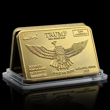 Официальная медаль Trump 2024 Crad в стиле золотого слитка за спасение Америки с подписью и уникальным номером для коллекционирования
